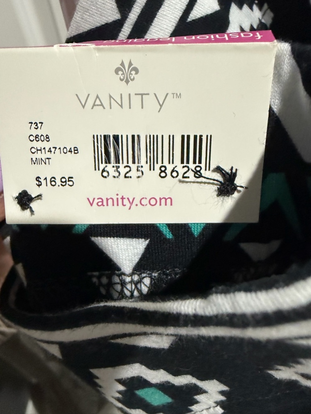 Vanity Black, White & Teal Aztec Print Leggings - Picture 4 of 4